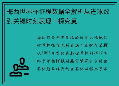 梅西世界杯征程数据全解析从进球数到关键时刻表现一探究竟